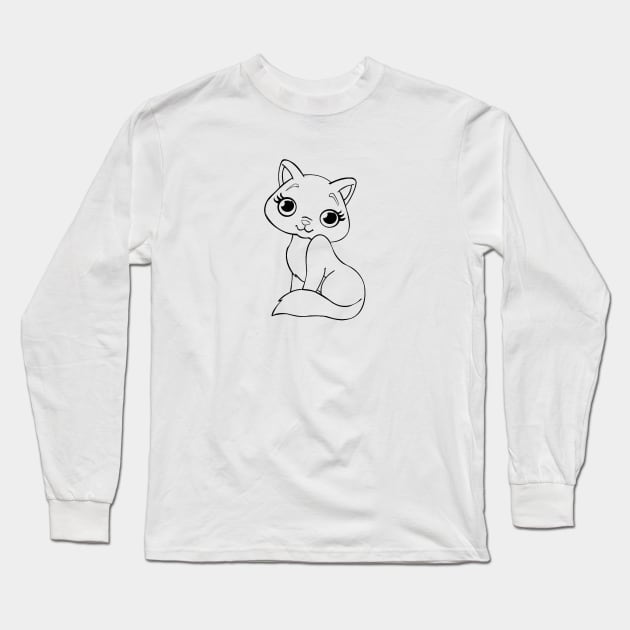 cute cat Long Sleeve T-Shirt by merysam